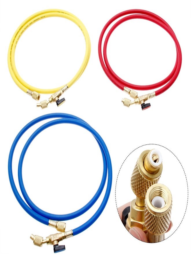 gohantee Refrigerant Charging Hose with Ball Valves HVAC Hoses 1/4'' SAE R410A 800 PSI Fit for R134A R12 R22 R502 R404 Coolant Adding and Air Condition Maintenance 3-Color 3 Pcs - Image 5